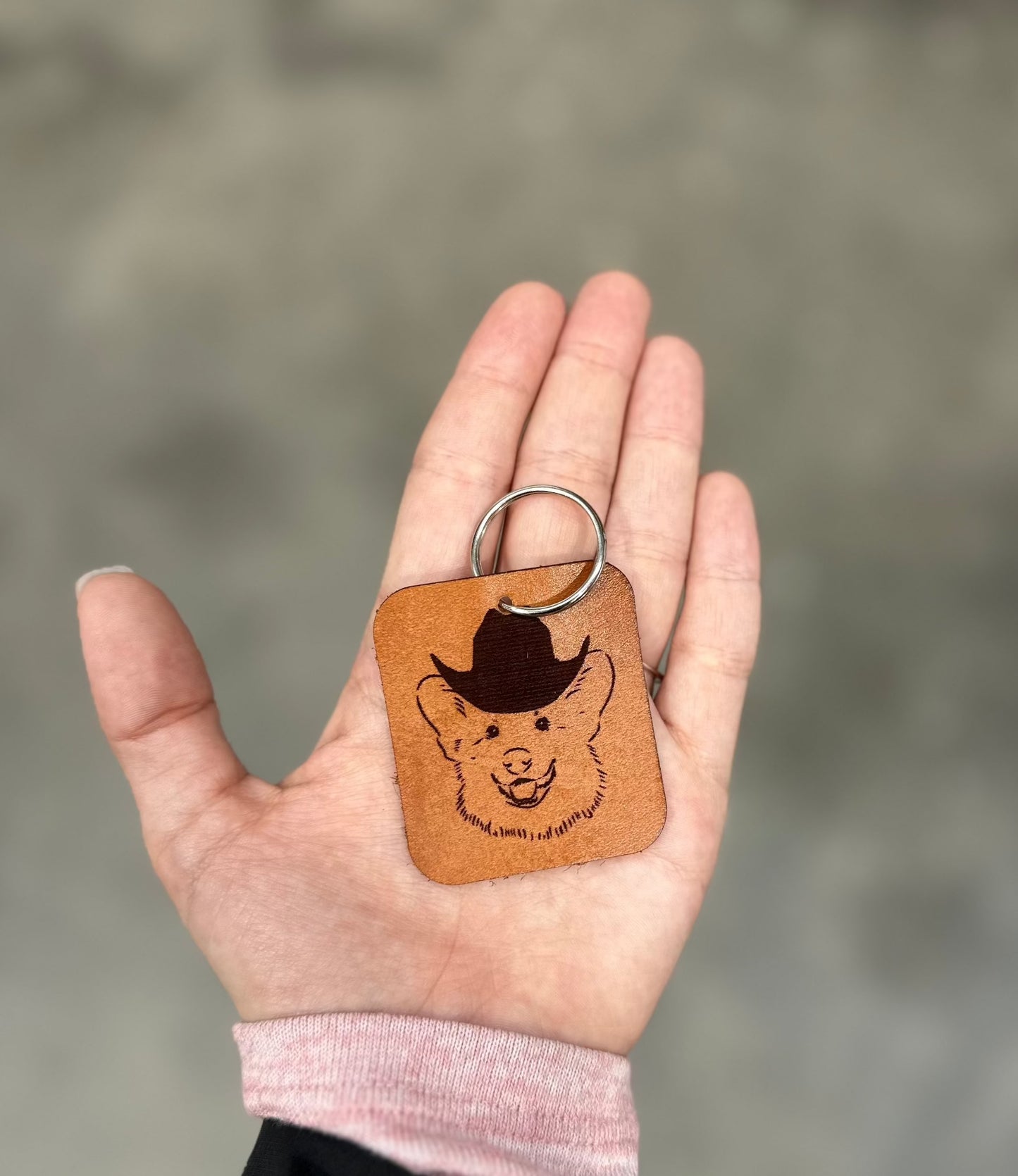 Cowboy Corgi Keychain
