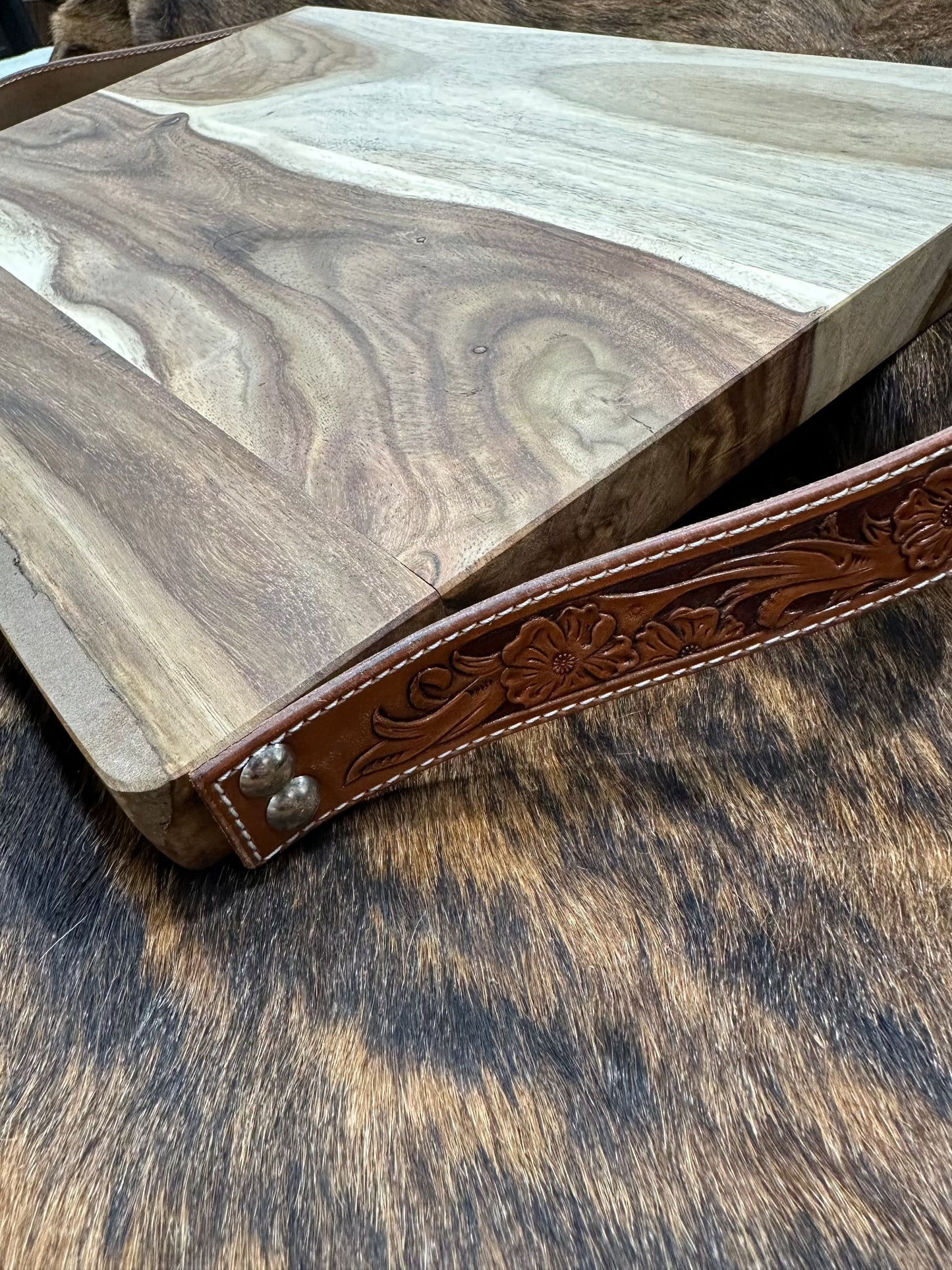 Leather Handle Cutting Board
